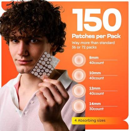 Laveile Spot Patches 150 Count - 4 Sizes Hydrocolloid Pimple Patches for Breakouts - Fast Acting Acne Patches with Salicylic Acid, Tea Tree & Calendula oil - Invisible Spot Dots for Blemishes